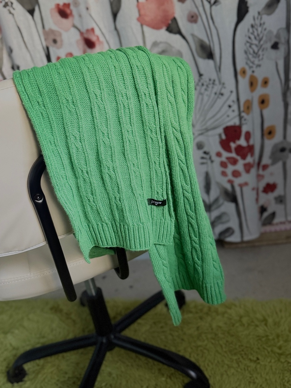 J. Crew Kelly Green Cable-Knit Scarf